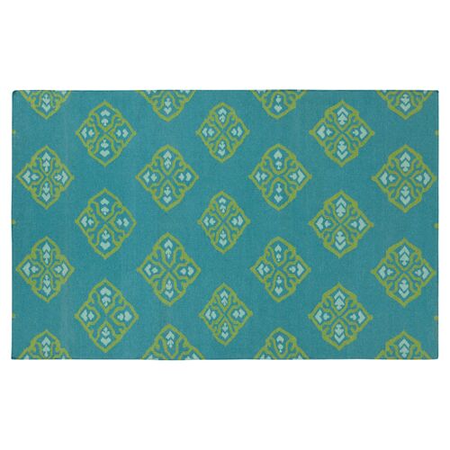 Benton Flat-Weave Rug, Turquoise~P76248738