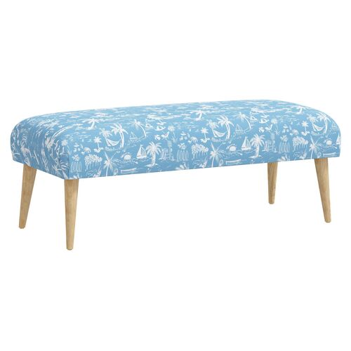 Sully Beach Toile Bench, Blue~P77641294