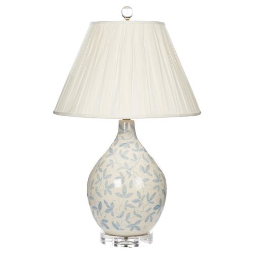 Elyse Floral Table Lamp, Blue/White