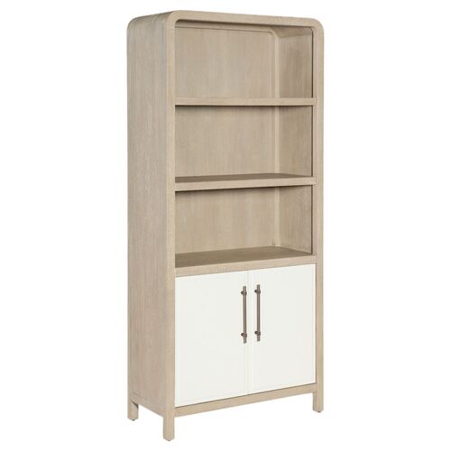 Brixton Elm Bookcase, Pebble/Ivory