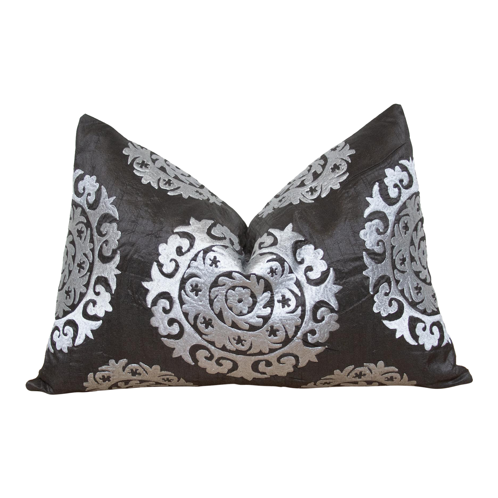 Charcoal Silk Suzani Pillow Cover~P77682032