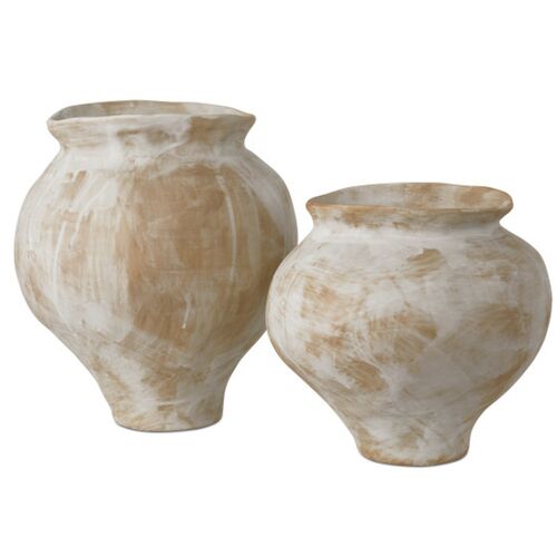 S/2 Monte Carlo Porcelain Vases, Antique White/Light Brown