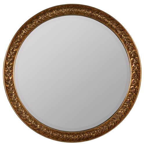 Laurel Round Wall Mirror, Gold Leaf 