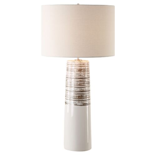 Gaia Ceramic Table Lamp, Brown/White