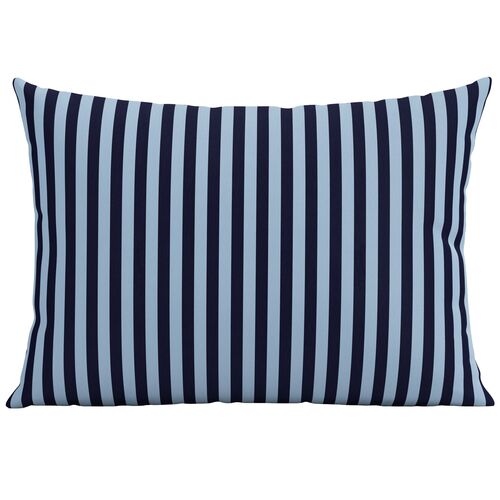 Santorini Jumbo Stripe 15x22 Outdoor Lumbar Pillow, Navy/Ice Santorini Jumbo Stripe 15x22 Outdoor Lumbar Pillow, Navy/Ice