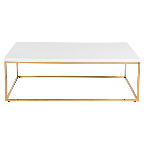Terri Rectangular Coffee Table, White/Gold~P77641923