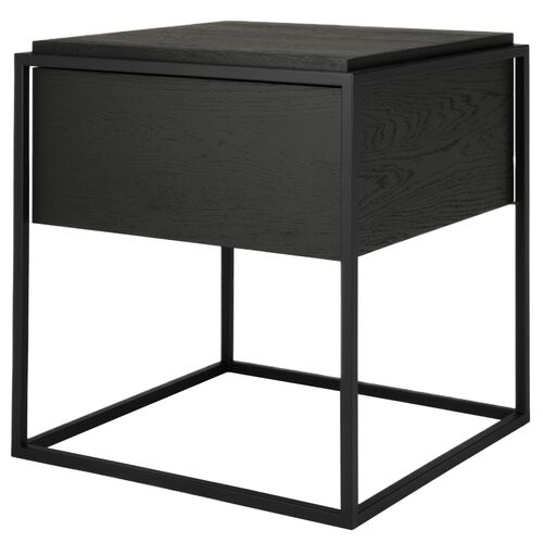 Monolit 1-Drawer Bedside Table, Oak Black