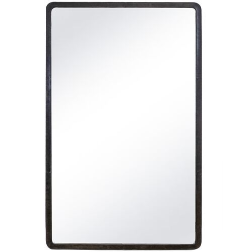 Knox Leather Rectangle Wall Mirror, Black