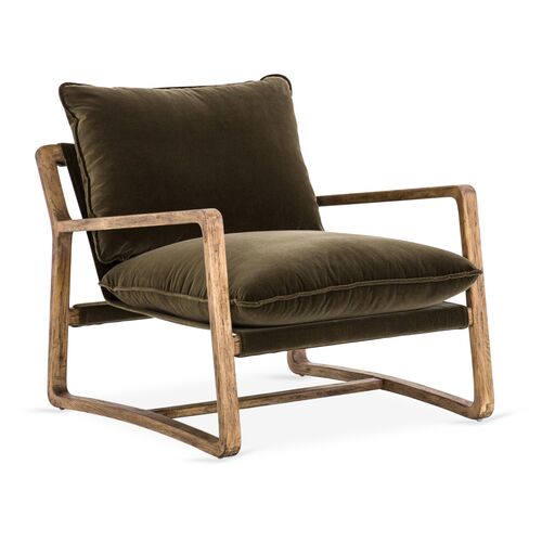 Tinmouth Velvet Chair, Olive~P77552706