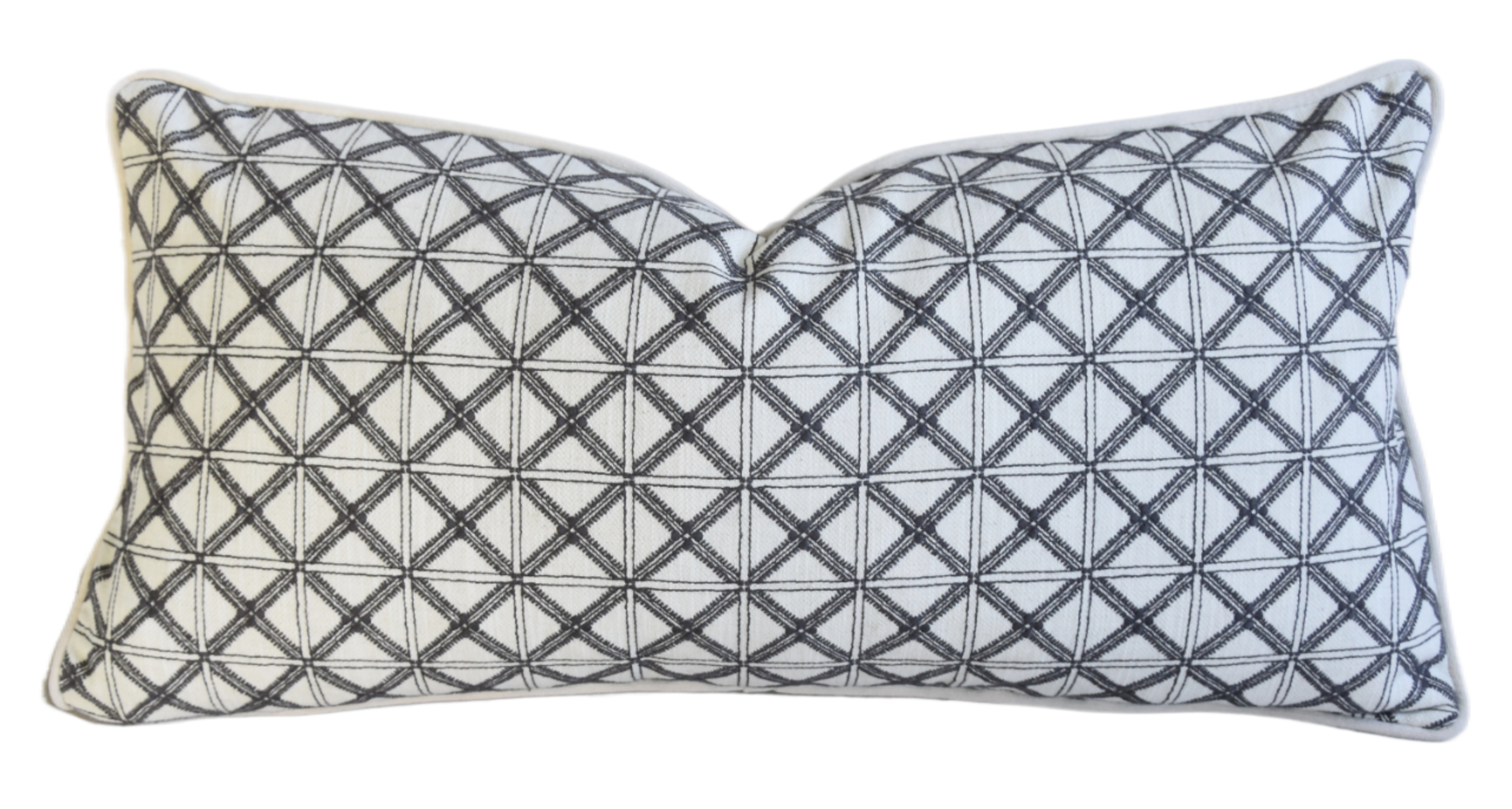 Charcoal/White Woven Embroidered Pillow~P77668323