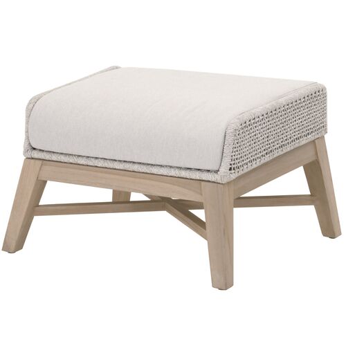 Arras Outdoor Rope Footstool, Taupe/Washed Ever Teak Arras Outdoor Rope Footstool, Taupe/Washed Ever Teak