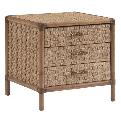 Coral Reef 3-Drawer Braided Abaca Square End Table, Sunwashed
