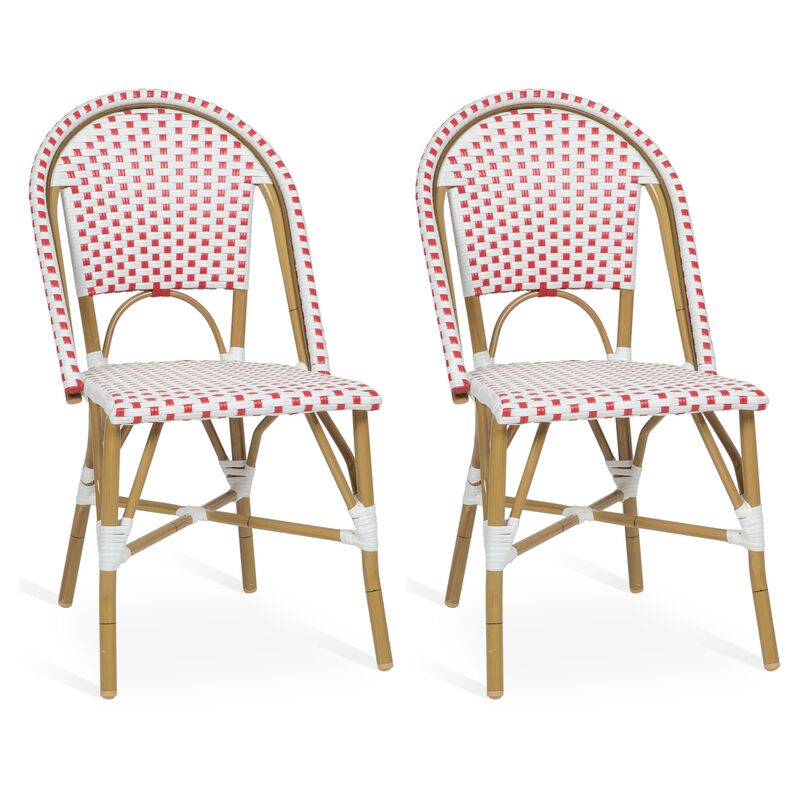 S/2 Odeon Stackable Bistro Side Chairs, Red