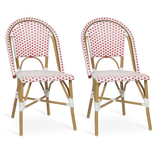 S/2 Odeon Stackable Bistro Side Chairs, Red~P76233451