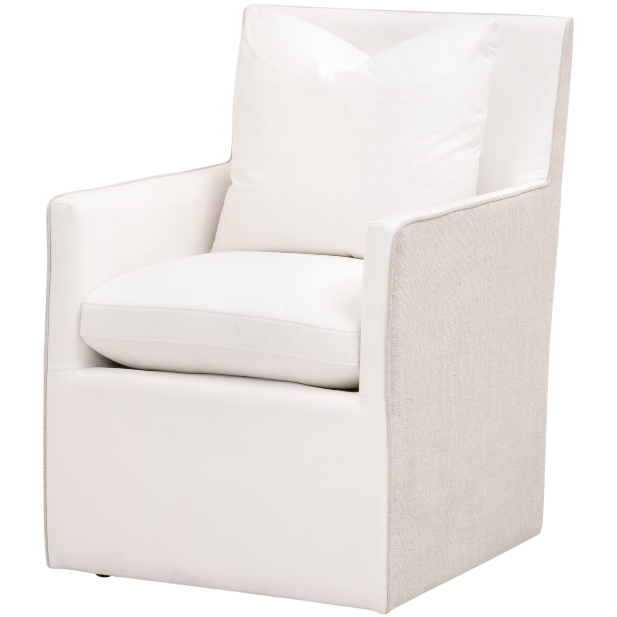 Juliana 2-Tone Armchair with Casters, Pearl/Bisque Linen 