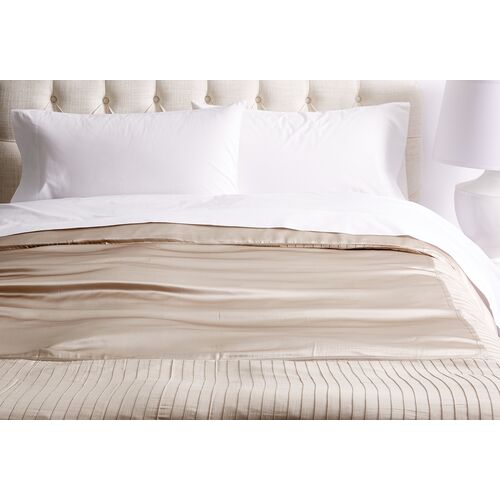 French Pleat Silk Duvet Cover, Taupe~P77220704