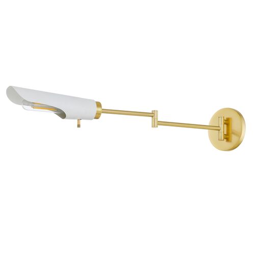 Harperrose 5" Swing-Arm Wall Sconce, Aged Brass/Soft White