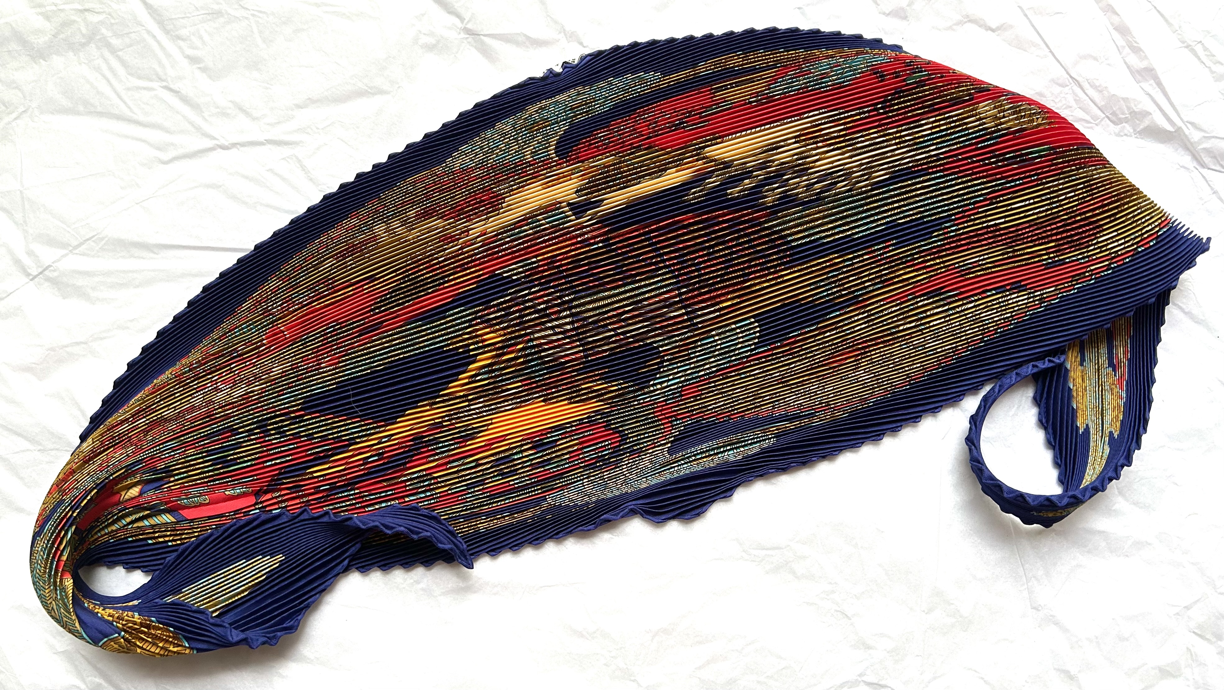Hermes Art des Steppes Pleats Scarf wBox~P77752594