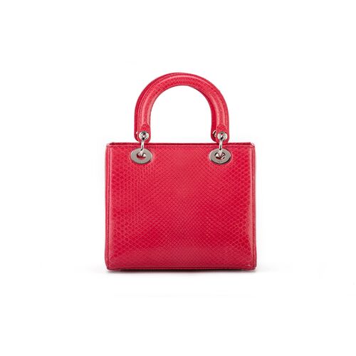 Large Red Python Lady Dior Bag - Vintage Lux