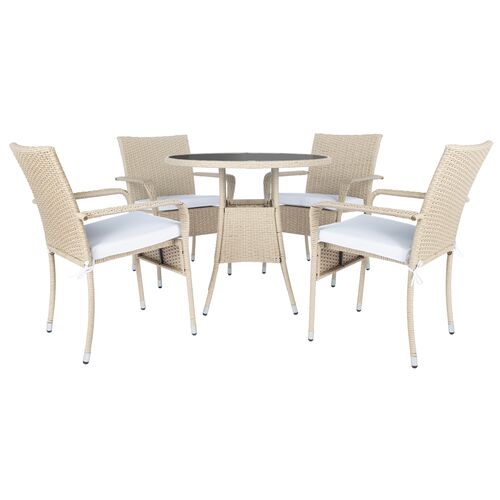 Kasian 5 Pc Outdoor Wicker Dining Set
