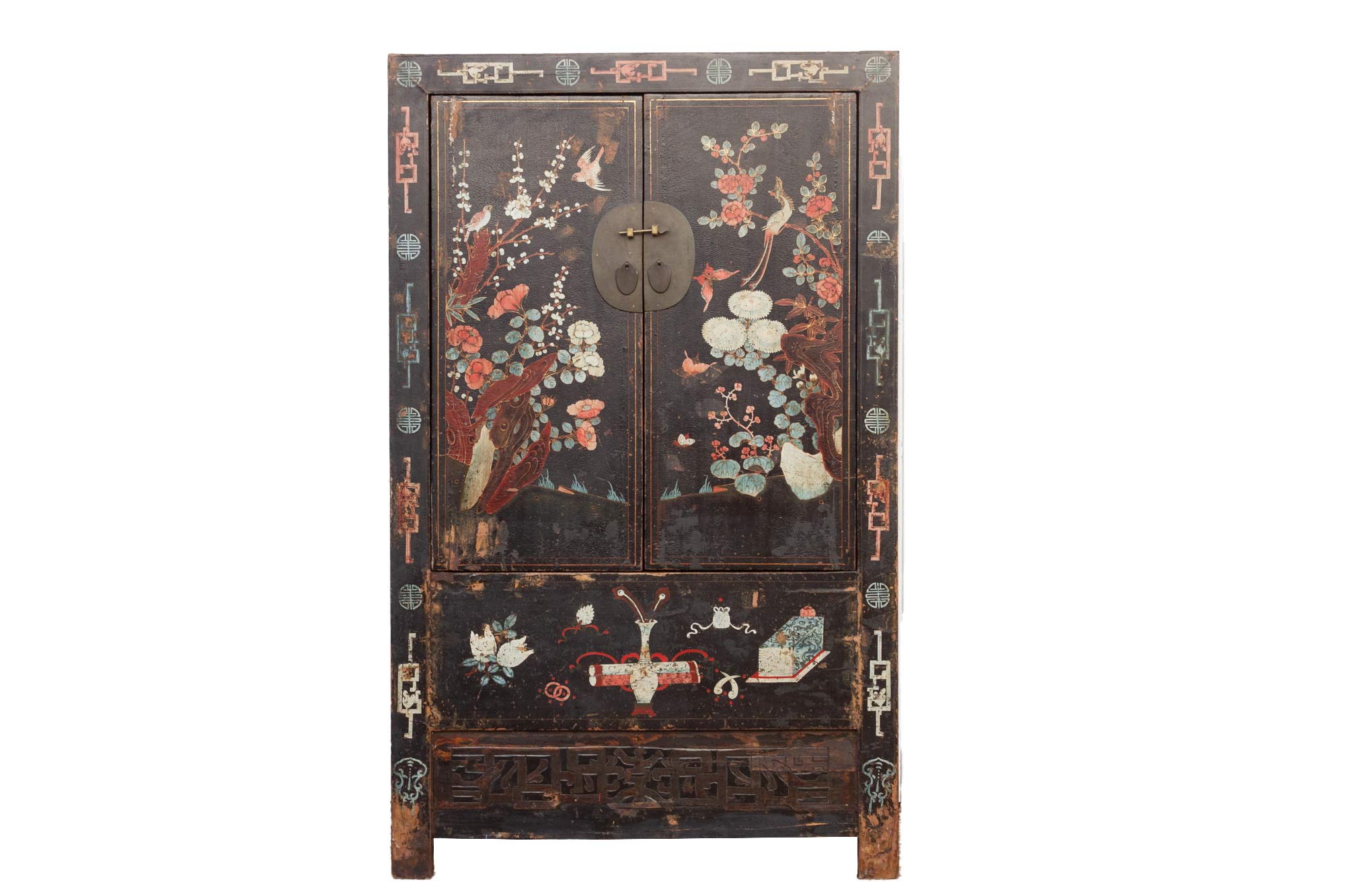 Antique Floral Chinoiserie Armoire~P77687306