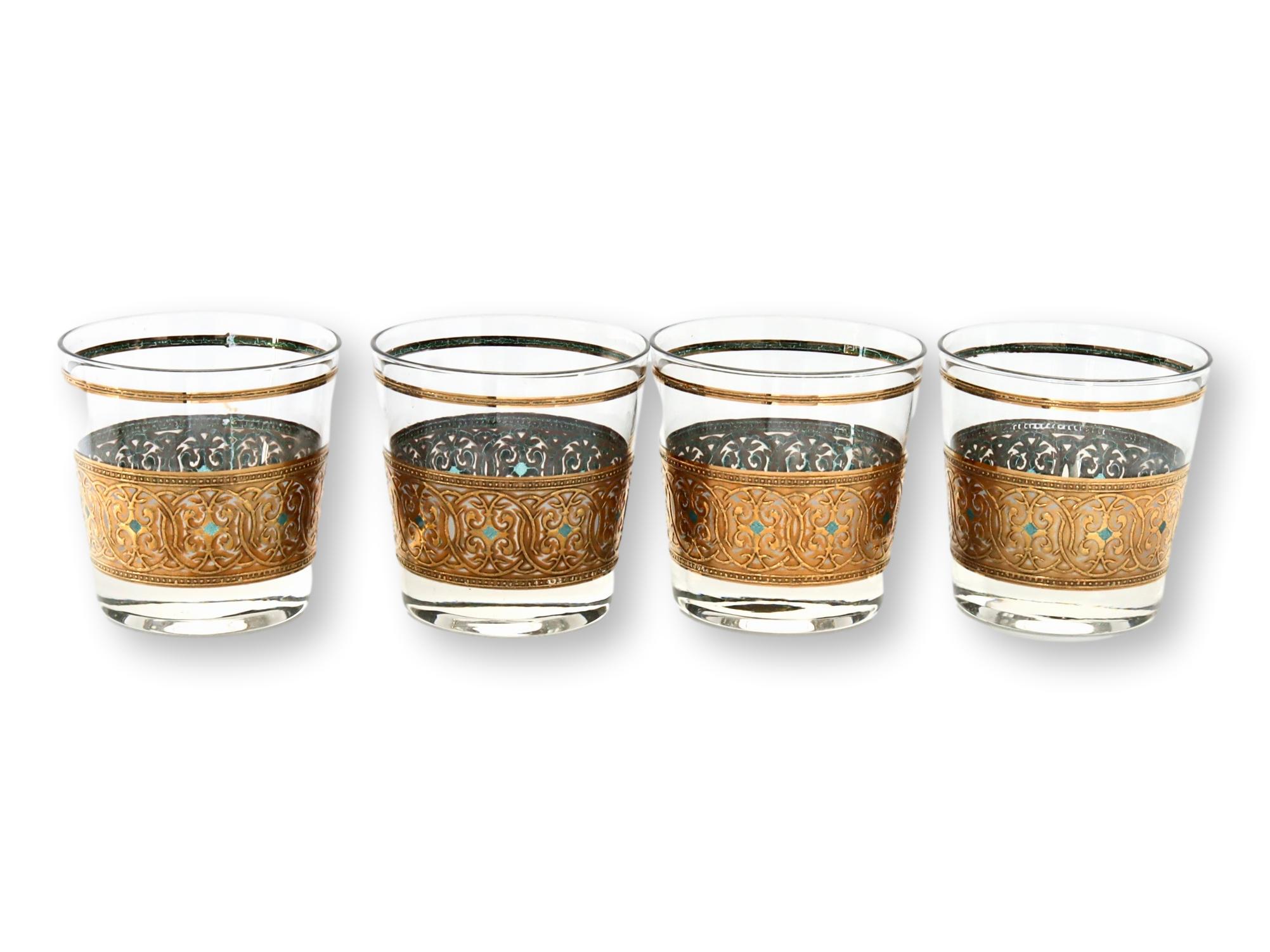 1960s Gold & Emerald High Ball Glasses~P77689958