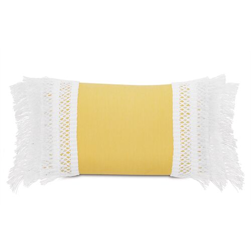 Callie 13x22 Outdoor Lumbar Pillow, Yellow/White~P77646573