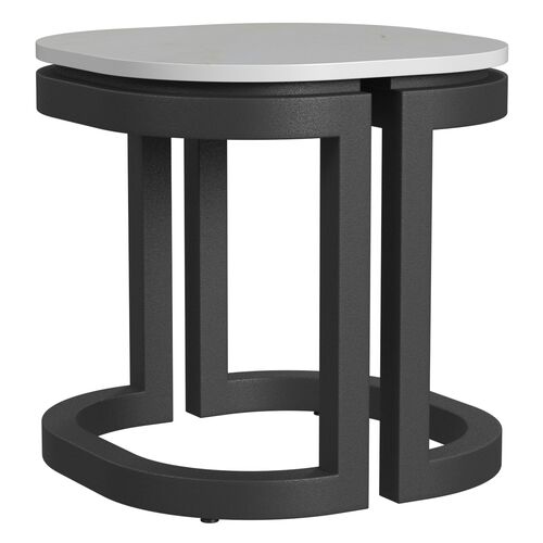 Halana Outdoor Aluminum/Stone End Table, Black