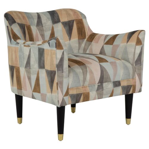 Alexander Patterned Accent Chair, Blush/Gray Multi~P77602270