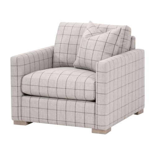 Valsara Plaid Linen Sofa Chair, Cement
