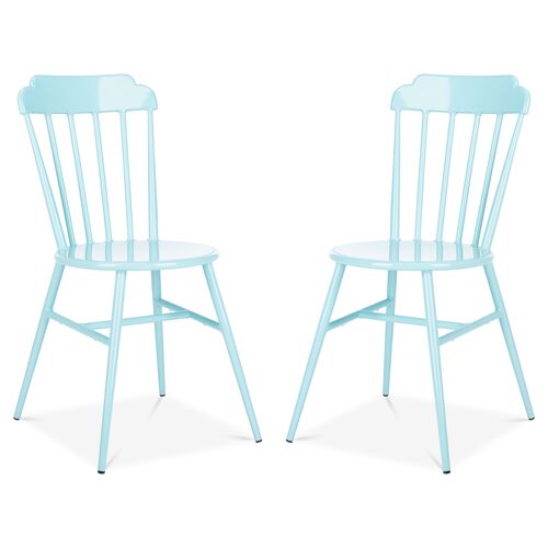 S/2 Broderick Outdoor Side Chairs, Baby Blue~P77587983