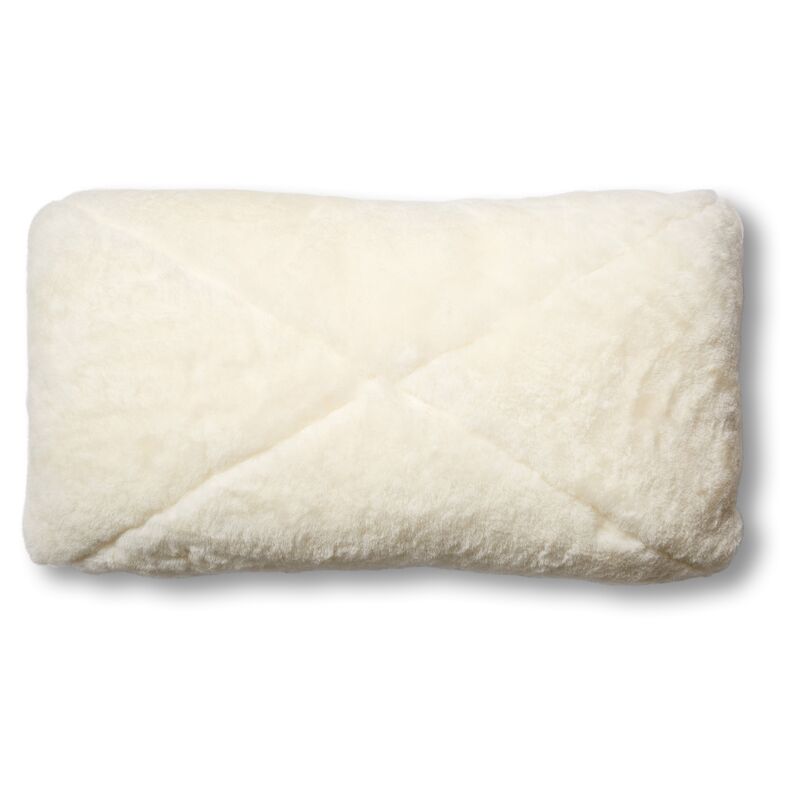 Rae 12x23 Lumbar Pillow, Ivory Shearling/Saddle
