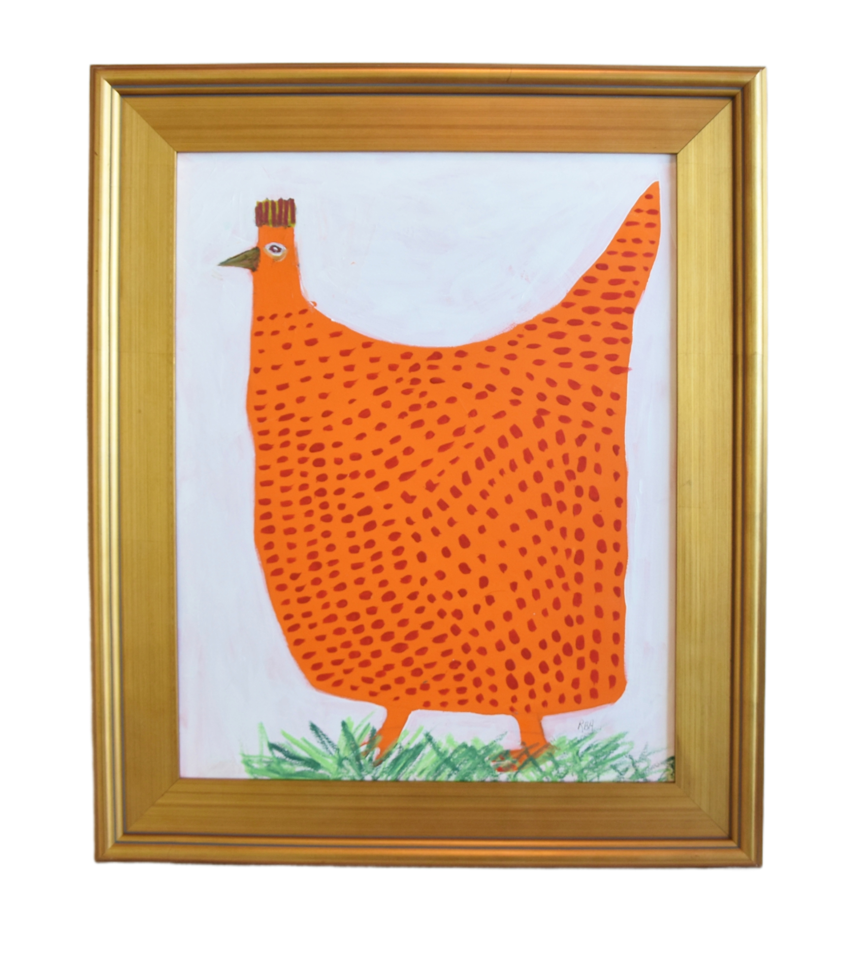 Folk Art Chicken Hen Rooster Painting~P77686802