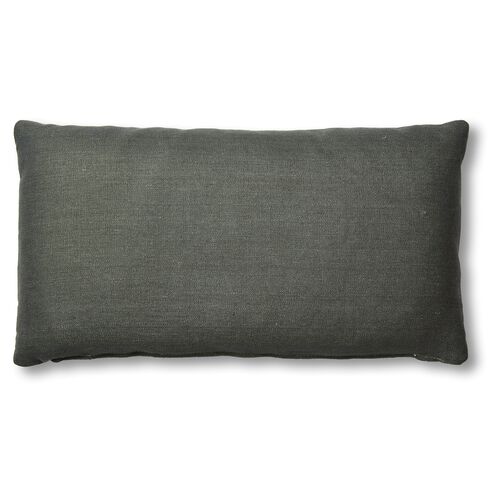 Ada Long Lumbar Pillow, Charcoal Linen