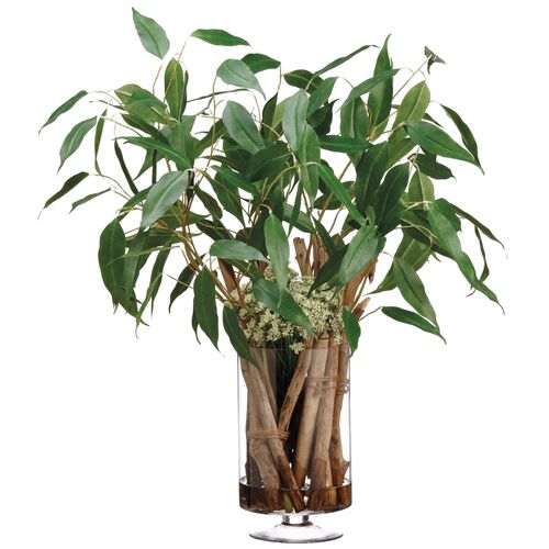 36" Eucalyptus & Driftwood Mix w/ Vase, Faux~P77539148