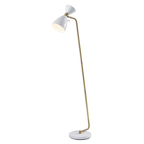 Aiden Floor Lamp, White/Brass~P69529179