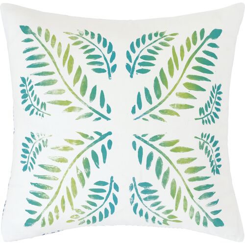 Azalea 20x20 Reversible Pillow, White/Green/Blue