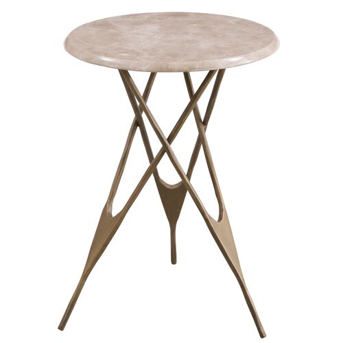 Sarah Marble Accent Table, Brass