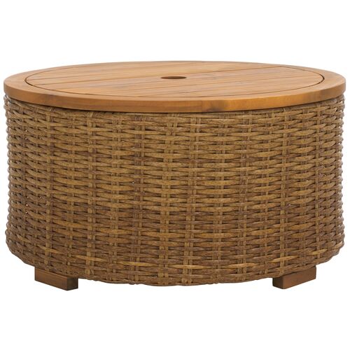 Emrys Outdoor Wicker Storage Coffee Table