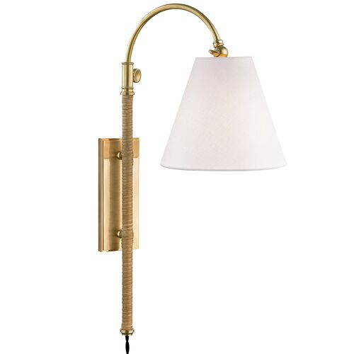 Curves No.1 Plug-In Wall Sconce, Bamboo/Aged Brass