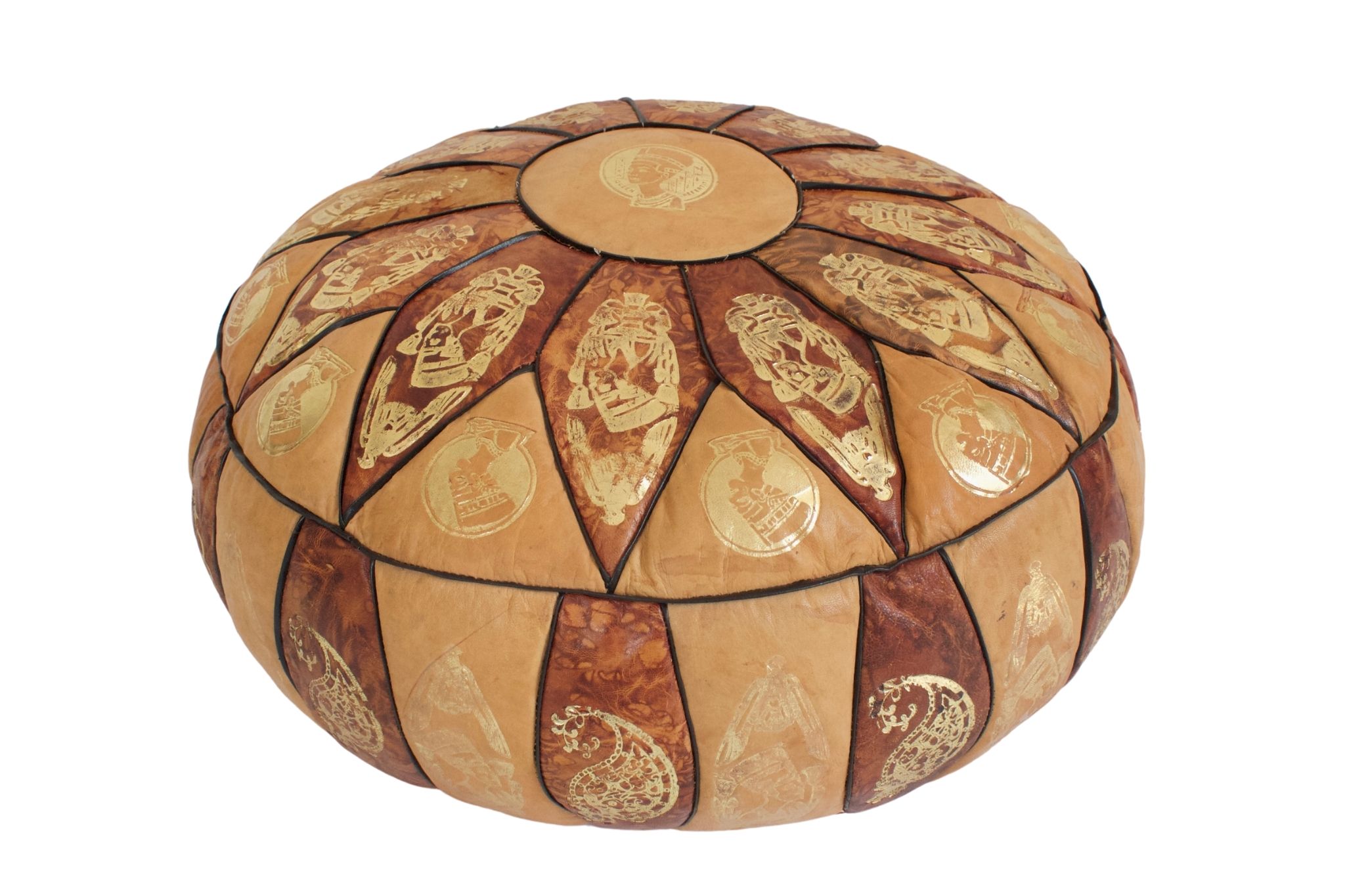 Egyptian Revival Leather Pouf~P77647292