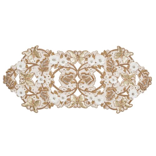 Papillion Runner, Ivory & Gold Papillion Runner, Ivory & Gold