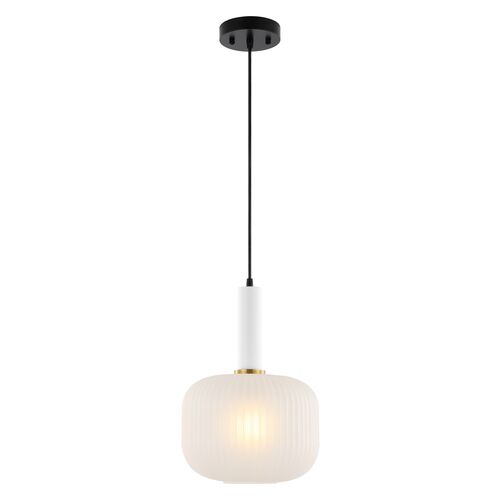 Cecil 10" Pendant, White/Black