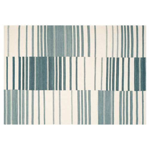 Arlin Flat-Weave Rug, Blue/Ivory~P76895505