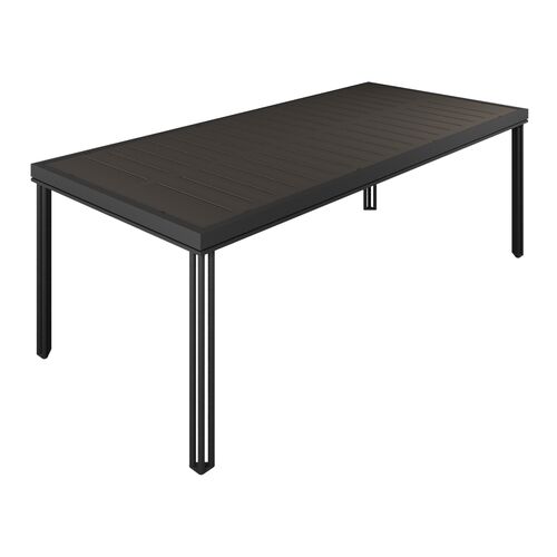 Santara Outdoor Aluminum Rectangular Dining Table, Smooth Charcoal Satin