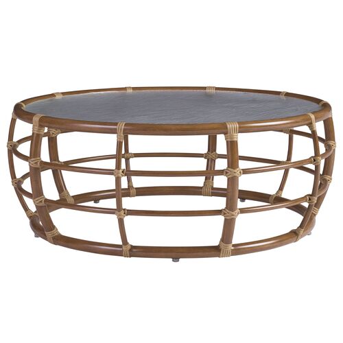 Sandpiper Bay Outdoor Aluminum Round Cocktail Table, Medium Brown