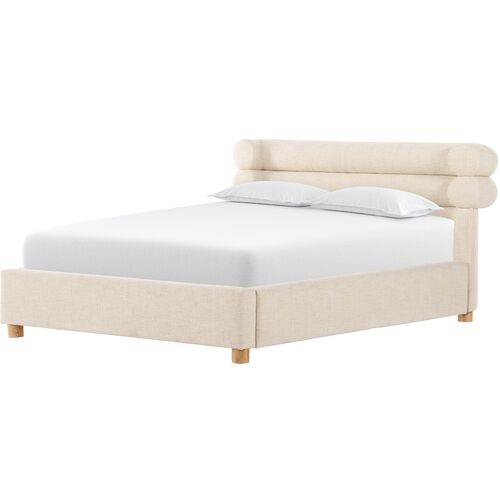 Millie Channeled Upholstered Bed, Cream~P77652934