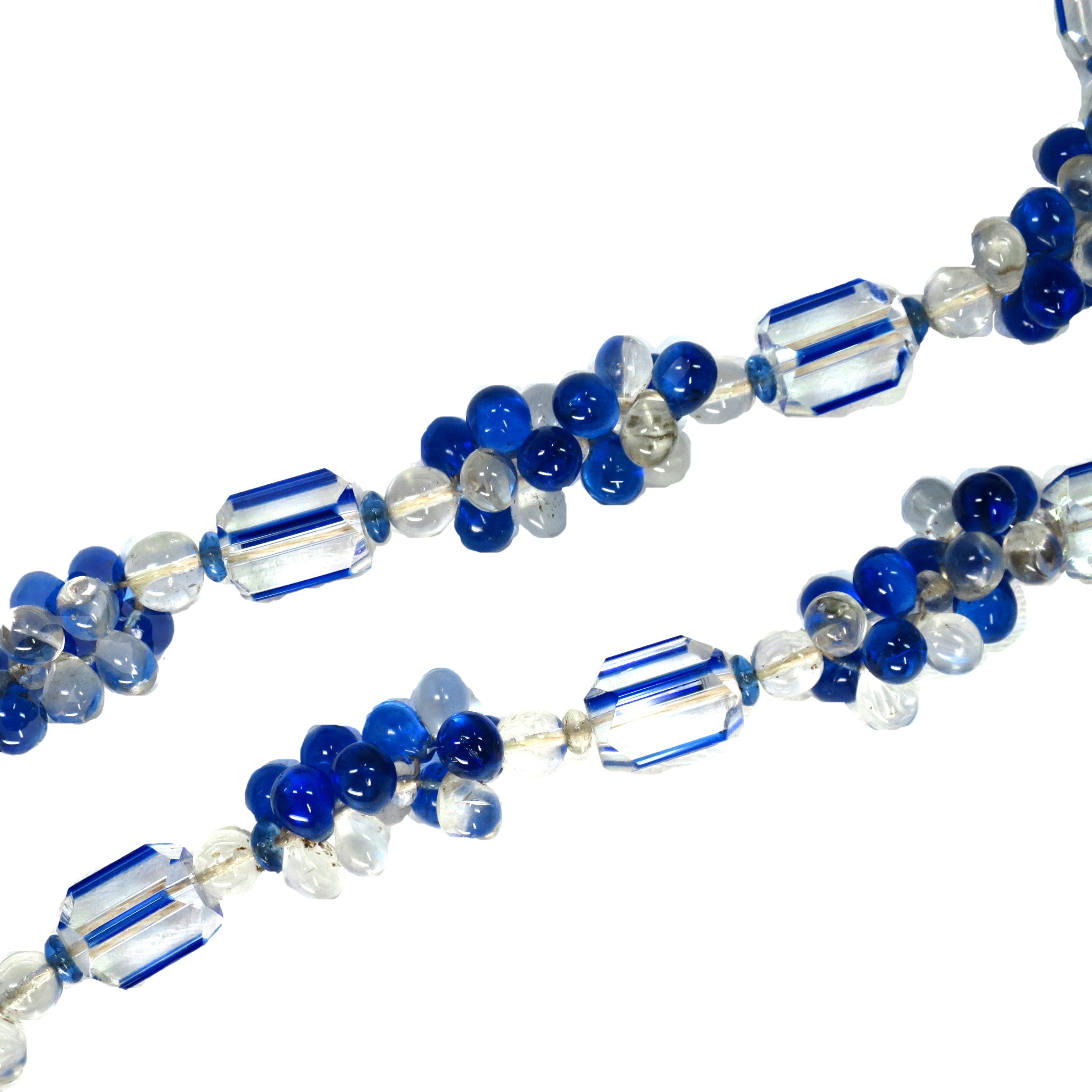 1920s Art Deco Blue Art Glass Necklace~P77682600
