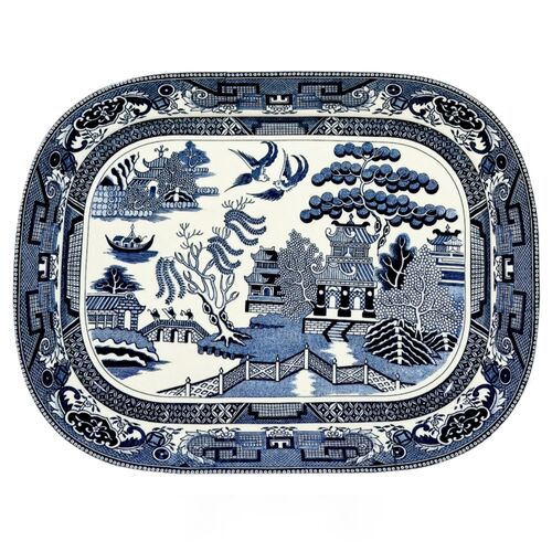 Blue Willow Design Porcelain Platter