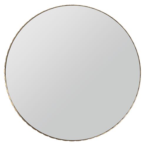 Ansera Round Scalloped Wall Mirror, Gold